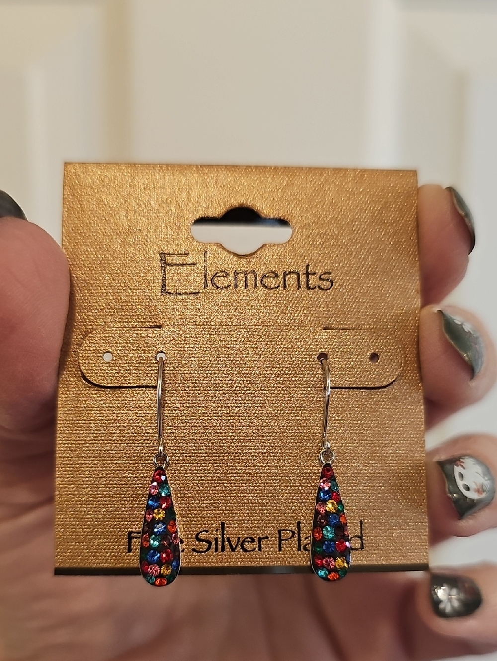 Multicolor Crystal Teardrop Dangle Earrings